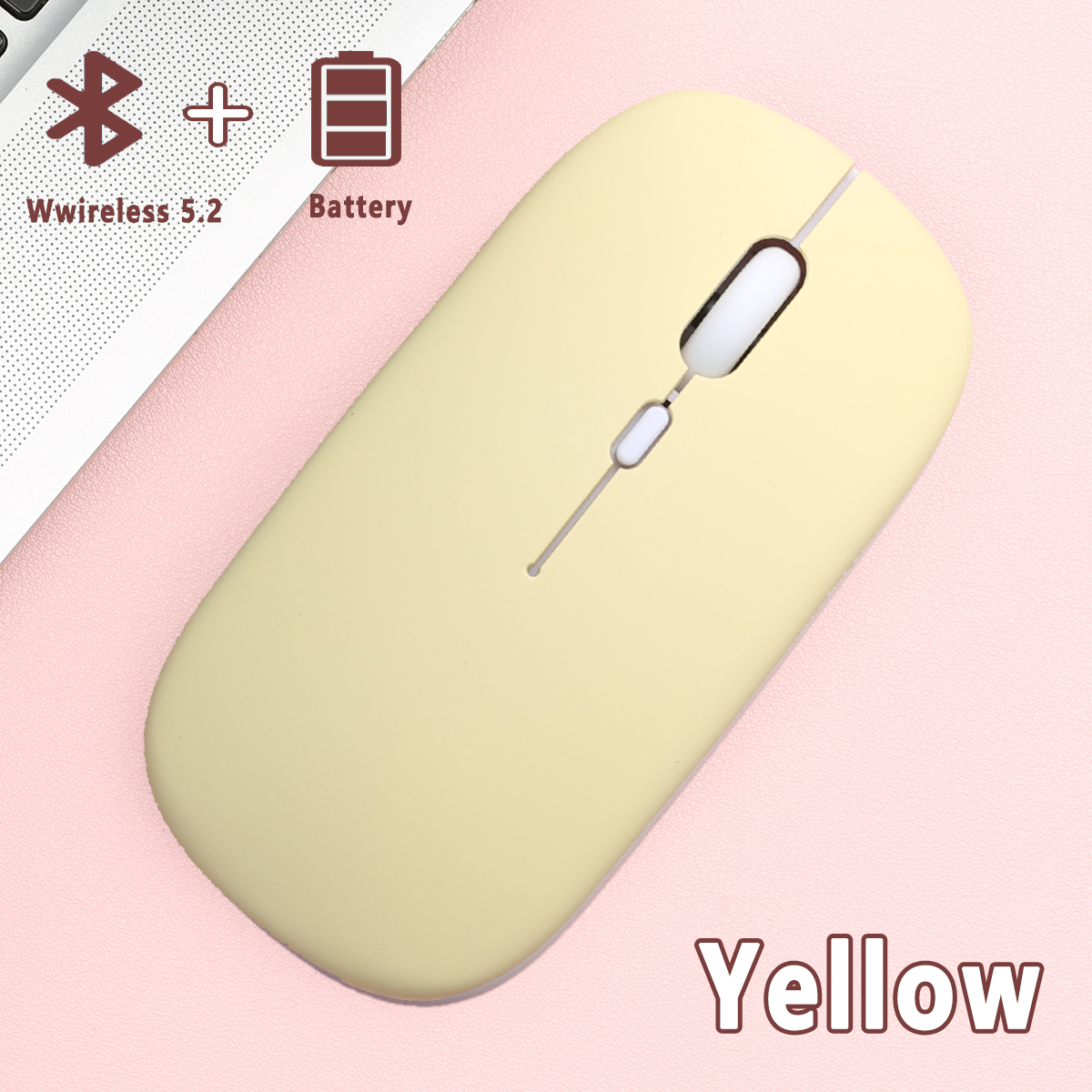 Bluetooth-Maus für Laptop (BT 5.0), Computer, Bluetooth-Maus, tragbare PC-Maus, Bluetooth, kompatibel mit Mac, MacBook Profi Luft: Silber