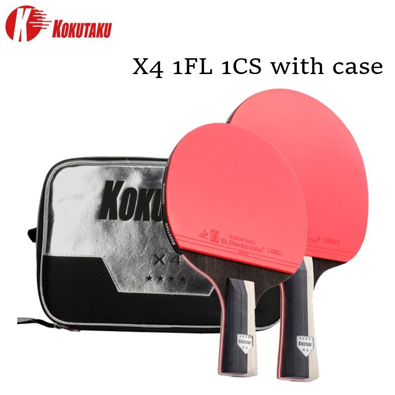 Raqueta de tenis de mesa con certificación ITTF, 2 uds, KOKUTAKU X4 X5 X6, raqueta de Ping Pong, pala de carbono, espinillas de goma: X4 1FL 1CS