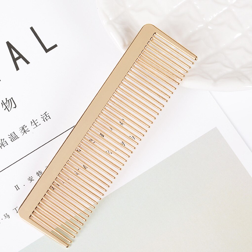 Metal Fine Toothed Alloy Comb Golden Men Women Hairdressing Pocket Hairbrush