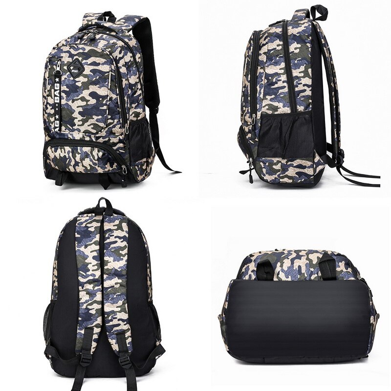 Mode Mannen Rugzakken Reis Waterdichte Rugzak Student Boek Tas Grote Capaciteit Camouflage Leisure Travel Rugzak Blauw Grijs