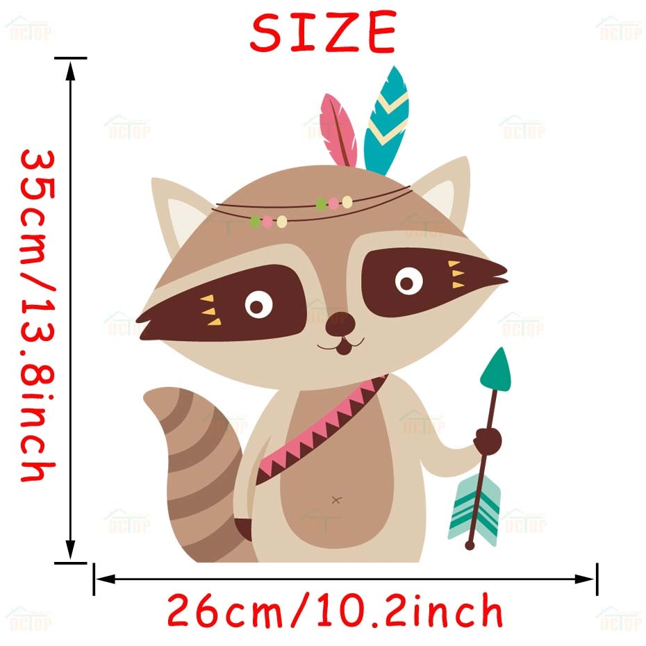 Chasse Tribal bois raton laveur chat mur décalcomanie chambre décor lapin ours autocollants pour pépinière enfants chambre maison murale: FCS8432