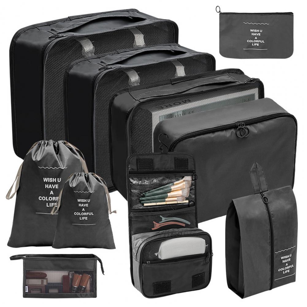 10 stuks / set reistassen organisator opslag kleding reisbenodigdheden verpakking kubussen reisaccessoires multifunctionele set: WHITE