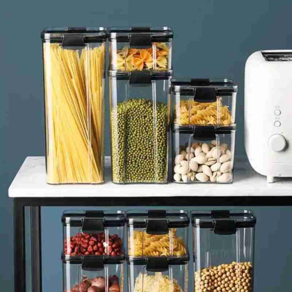 Square Sealed PET Jars Kitchen Storage Big Capacity Coffee Bean Storage Can Glass Jar With Lid Food Container Organizer Bottle