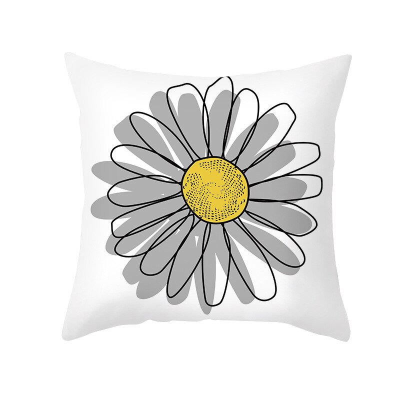 Housse de coussin carrée jaune à imprimé géométrique, taie d'oreiller de 45x45cm, de Style moderne, décorative pour la maison, avec des lettres marguerite à rayures: 6