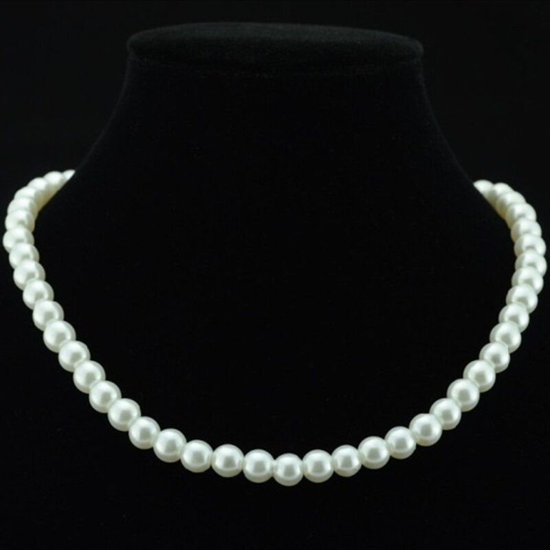 Parel Kettingen Voor Vrouwen 8Mm Gesimuleerde Pearl Chain Ketting Collier Femme Choker Wedding Bridal Jewelry Party Bijoux