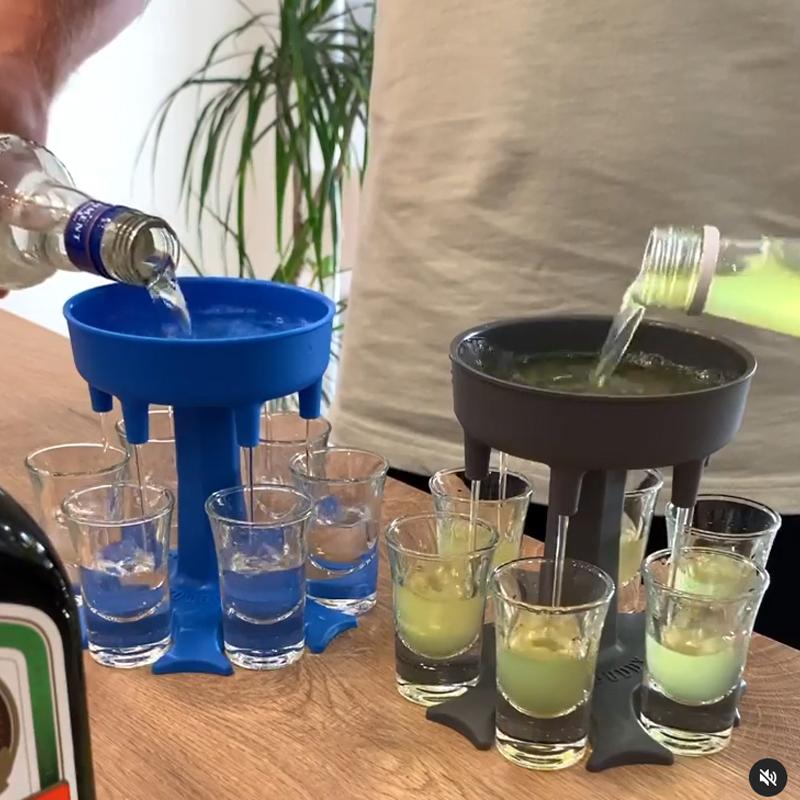 Mintiml fusil de chasse distributeur de verre à 6 coups et support/transporteur Caddy distributeur d'alcool de fête jeux à boire verres à liqueur