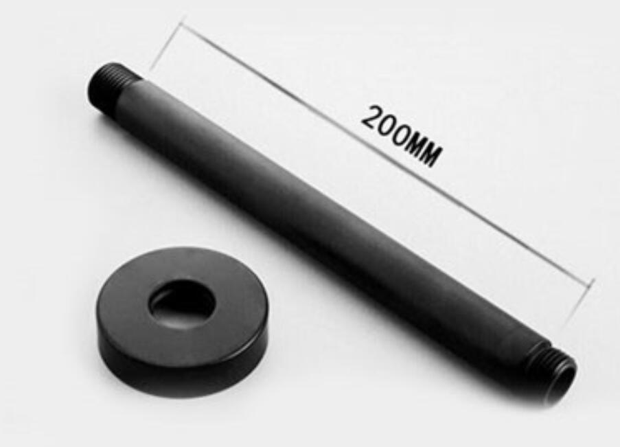 Cabezal de ducha de lluvia redondo y Cuadrado Negro, ultrafino, 2mm, 8 10 12 16 pulgadas, Brazo de ducha montado en pared y techo para Baño: Ceiling round arm A