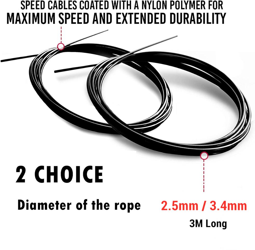 High Speed Skipping Rope Adjustable Fitness Jump Rope Anti-slip Handles 2.5mm/3.4mm Ropes For Crossfit Workout Training