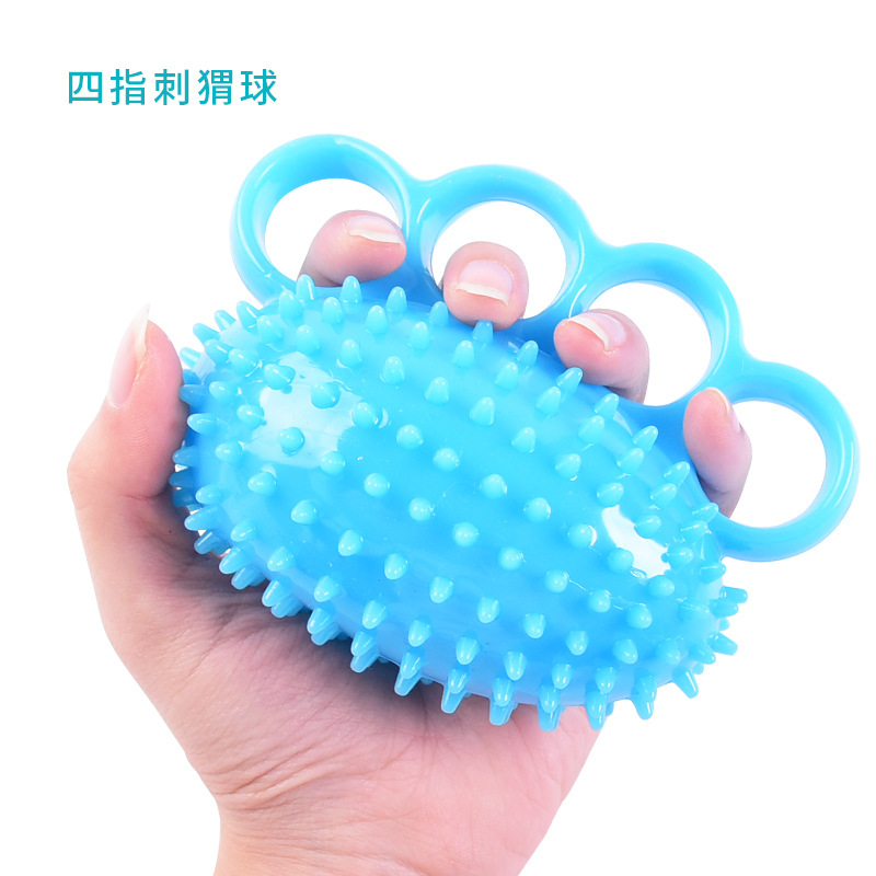 Tpr Vier-Vinger Hand Grip Bal Revalidatie Primaire Training Zachte Vinger Strengthener Massager Bal Workout Van Huis: Sky Blue