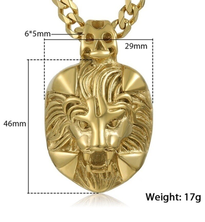 Hommes Style Punk personnalité gothique Lion pendentif collier gourmette cubaine chaîne or collier