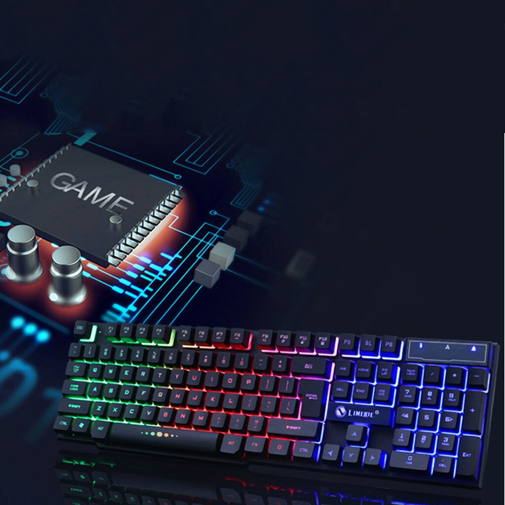 GT300-retroiluminado con LED colorido con cable USB para PC, teclado arcoíris para juegos, ajustable, 1600DPI, ratón, Combos para ordenador