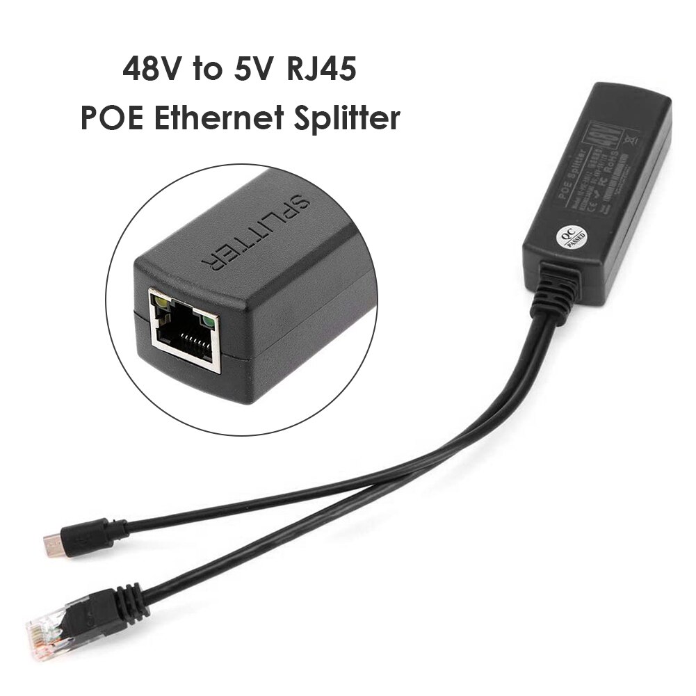Quick Release Lightweight Splitter RJ45 POE Ethernet Power Over 48V to 5V Micro USB 2.5KV Portable for Raspberry Pi