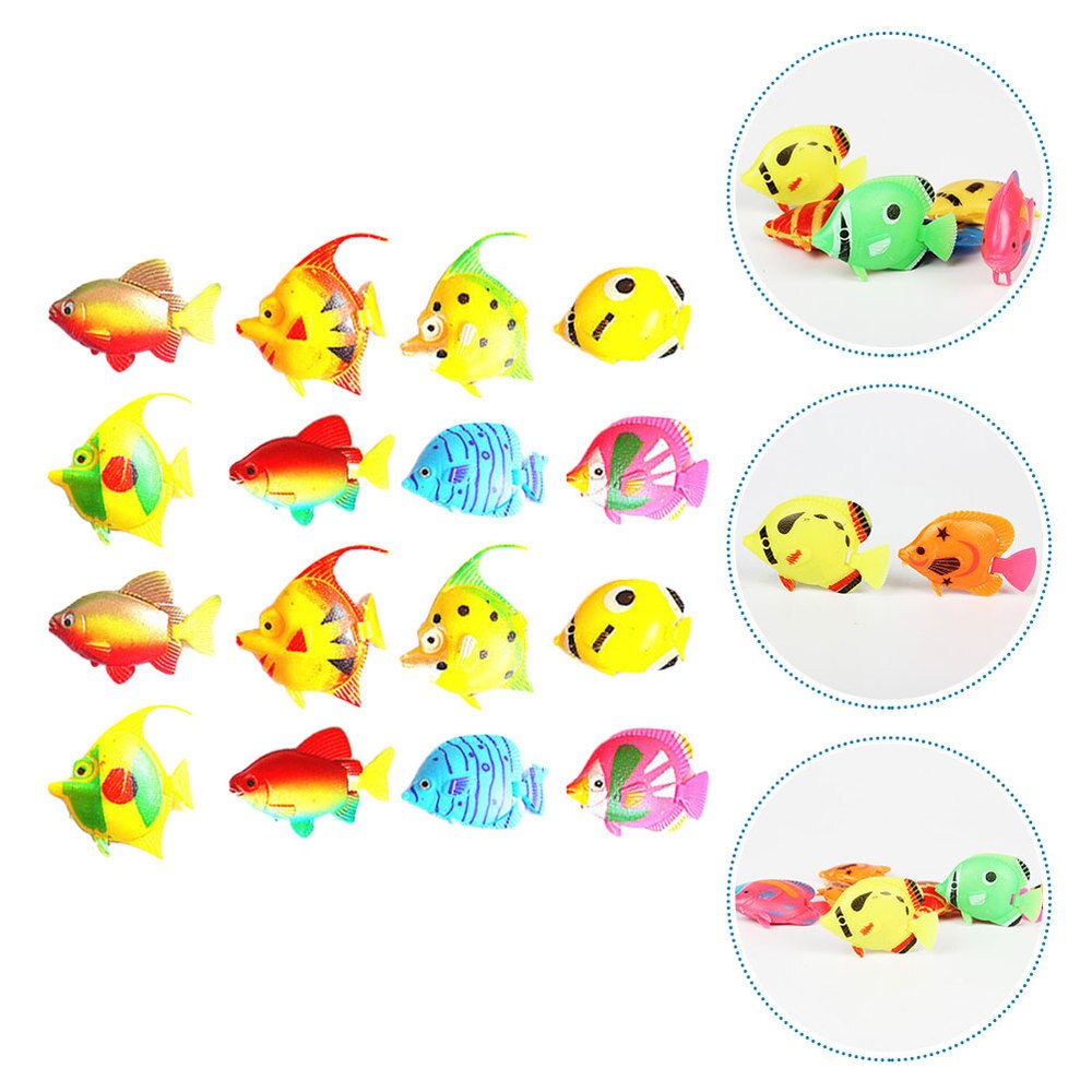 24pcs Simulate Fish Miniature Tropical Fish Model Fish Figure Toys Ornament for DIY Fish Tank Aquarium(Random Pattern an