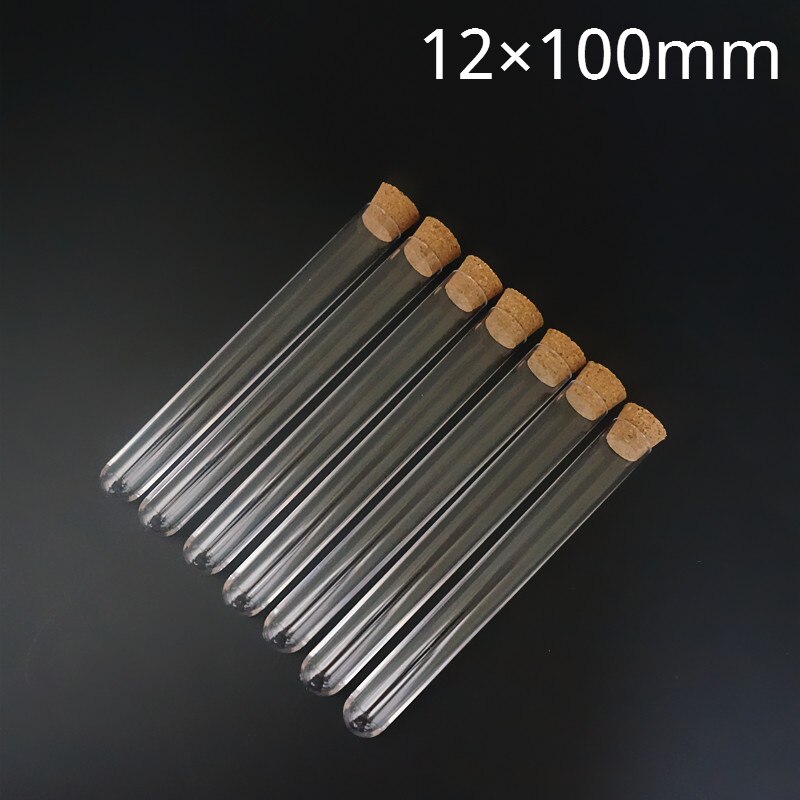 20Pcs 12x100mm Transparent Laboratory Clear Plastic Test Tubes With Corks Caps School Lab Supplies, Wedding Favor Tube