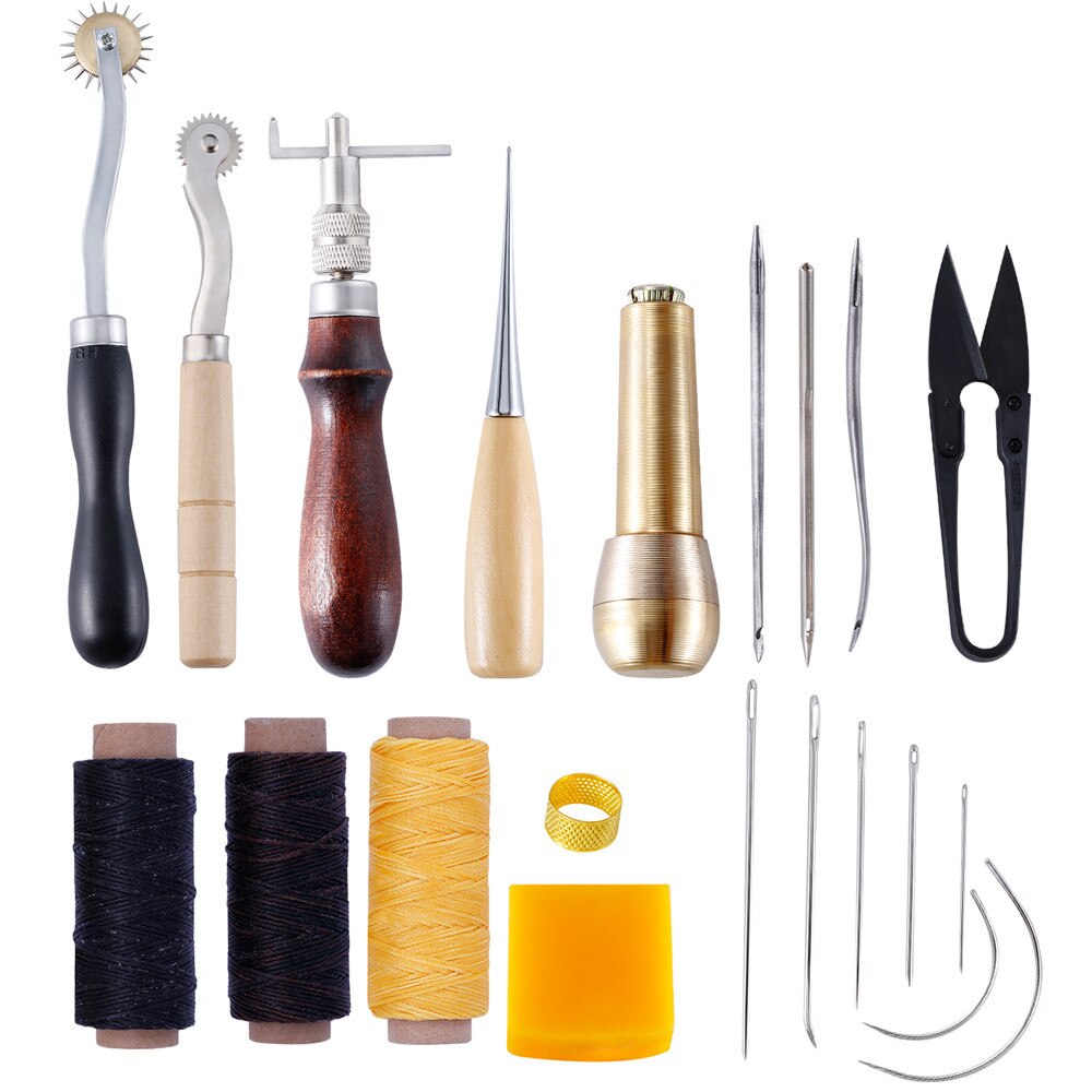 Leather Craft Punch Tools Set Kit Stitching Carving Working Sewing Saddle Groover Leather Crafts Tools Skiving Knife: Z