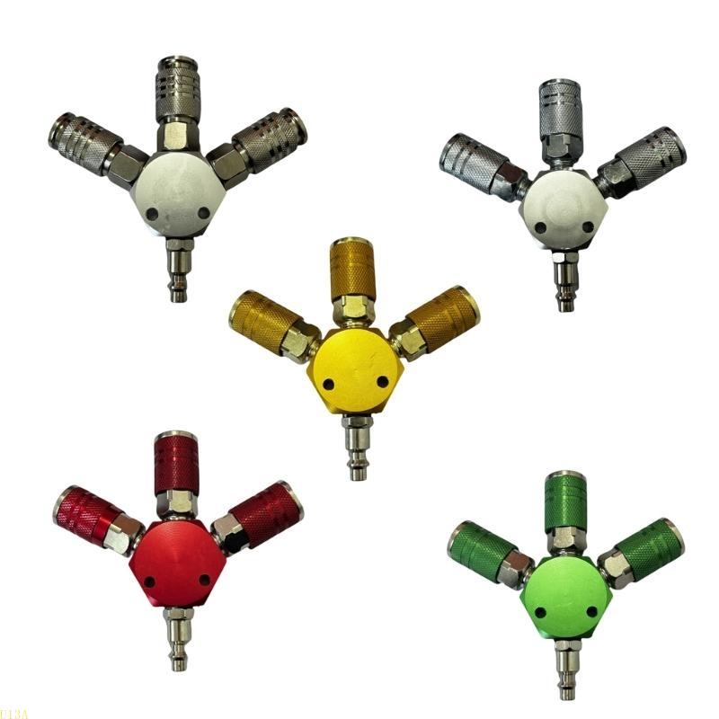 U13A Air Compressor Manifold Fitting 3 Way Manifold Quick Connectors Multipurpose
