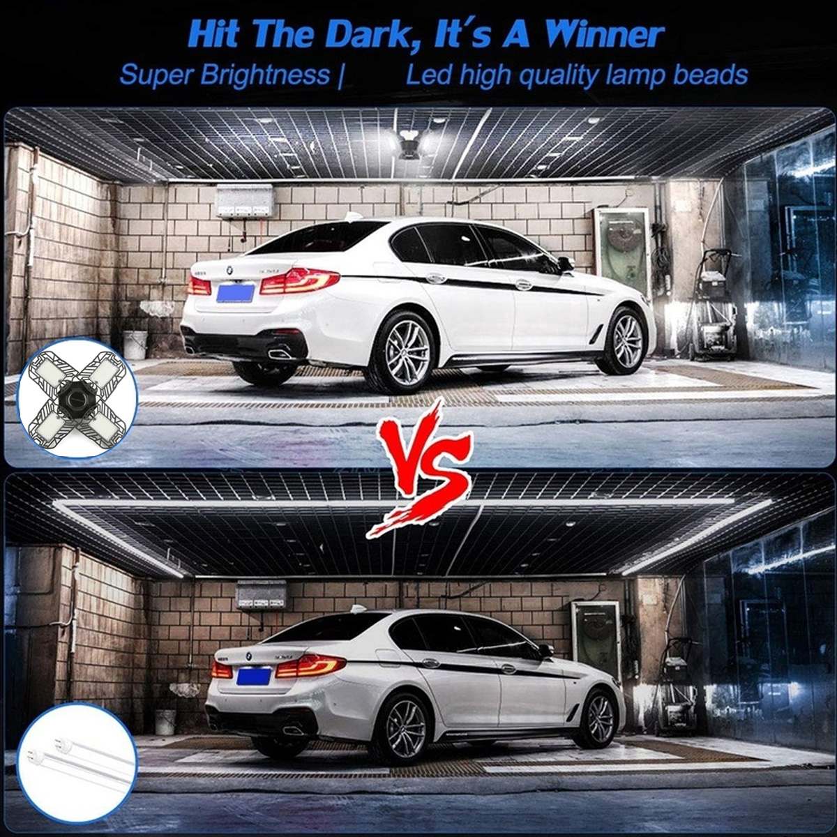 E27 LED Garage Light 12000 Lumens 192LED Deformable Foldable 4-Leaves Workshop Parking Warehouse Lamp Industrial Lamp AC85-265V