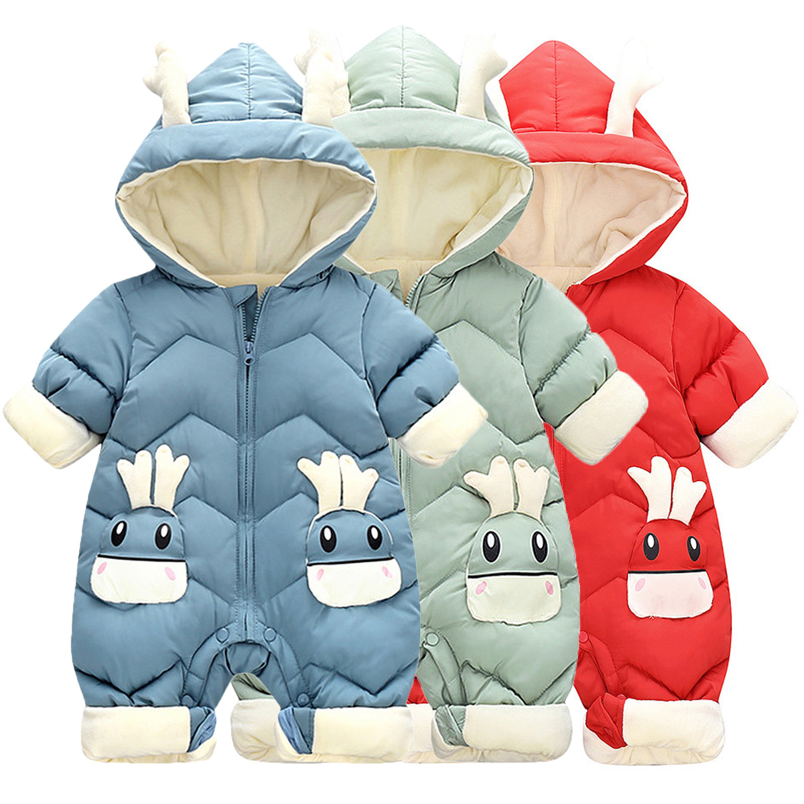 Pasgeboren Winter Romper 2022 Baby Snowsuit Plus Fluwelen Dikke Baby Jongens Jumpsuit Baby Meisjes Overalls Peuter Jas Kinderkleding