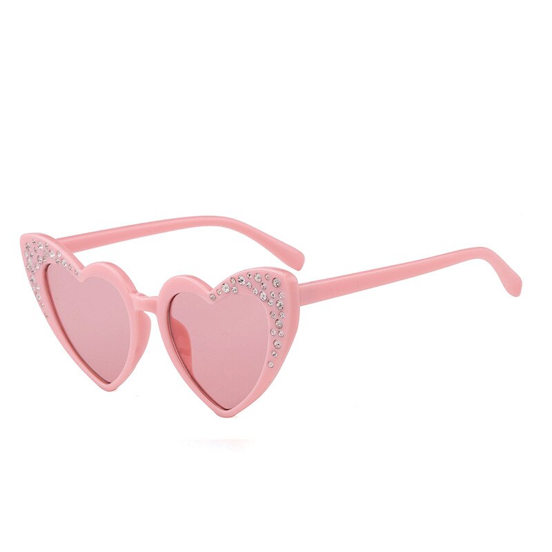 Gafas de sol con forma de corazón para niños y niñas, gafas con diamantes de imitación a la , gafas de sol para bebés, para niños, gafas con forma de corazón bonito: Pink