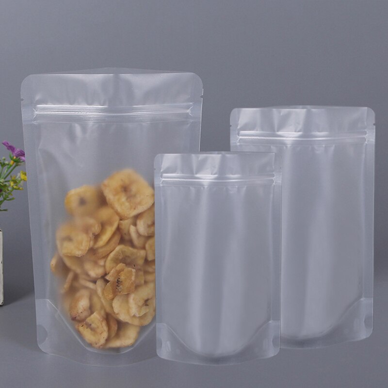 10Pcs Transparante Opbergtas Zelfdragende Ziplock Voedsel Verpakking Zak Thee Gedroogd Fruit Rits Zak Keuken Organizer