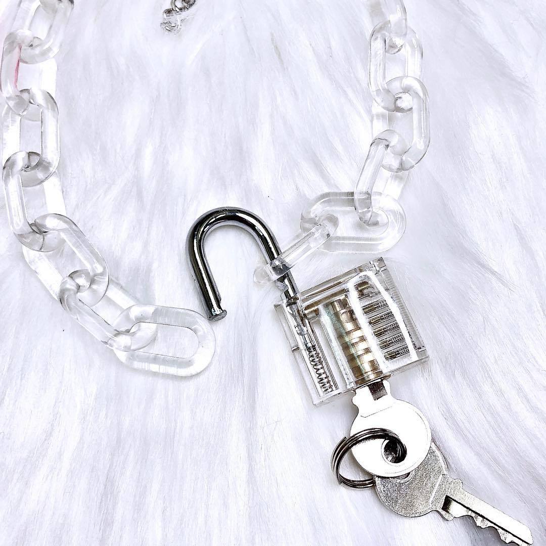 Harajuku Style Retro Lock Pendant European and American Cool Street Hip-hop Disco Necklace Men and Women Accessories