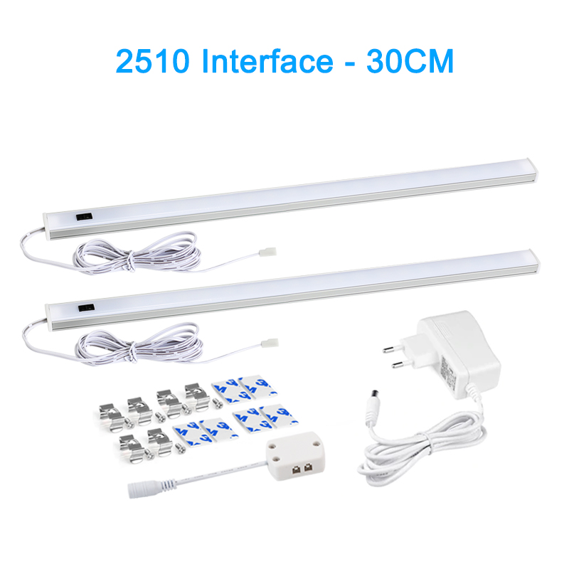 Luz LED debajo de las luces del gabinete para cocina, interruptor de barrido manual, Sensor de movimiento PIR, lámpara de armario, luz nocturna Led de 30/40/50cm: Amarillo cálido / Blanco frío