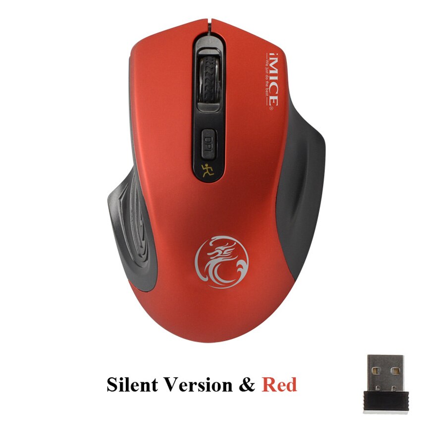 Cichy przyciski bezprzewodowa mysz 2.4 ghz oszczędzania energii optyczne minikomputer mysz myszy bezprzewofowe odbiornik USB dla PC Laptop Notebook: Silent Red