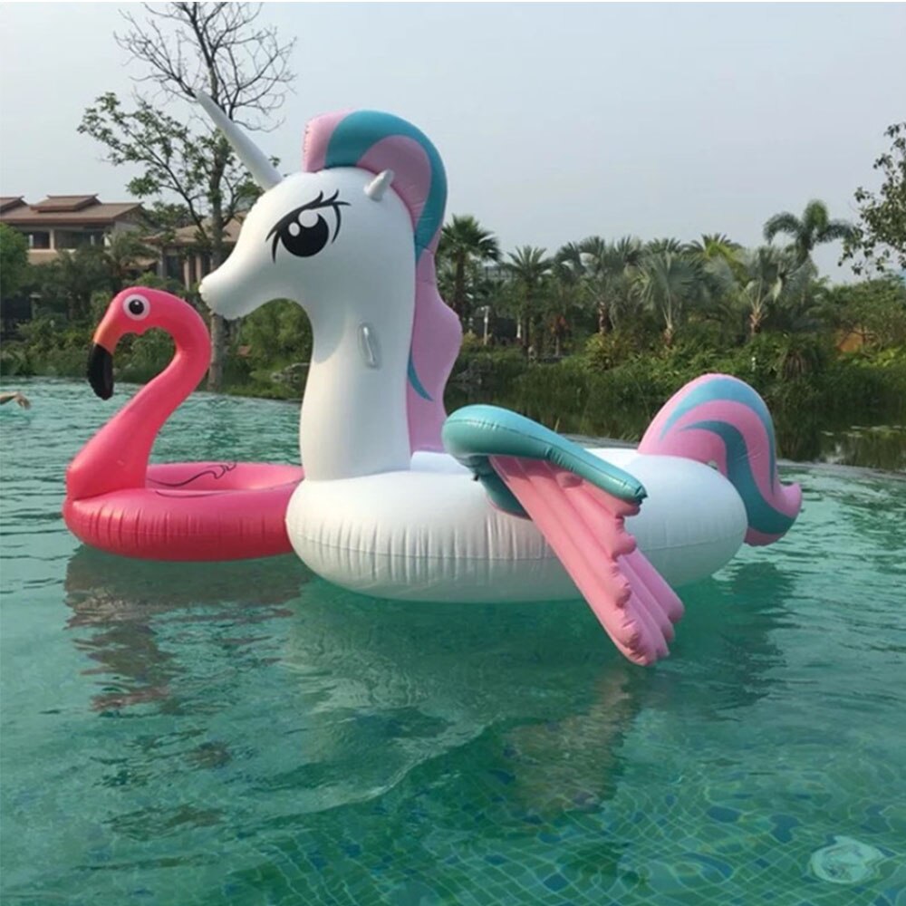Simflöte enhörning uppblåsbar båt pool flotta jätte uppblåsbar flamingo pool ö pool partyleksaker