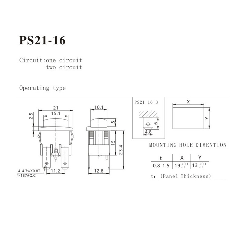 Röd 4 stift 16a självlåsande på/av tryckknapp vippströmbrytare  ps21-16 med ljusvärmare elektrisk pekskärm strömbrytare tillbehör