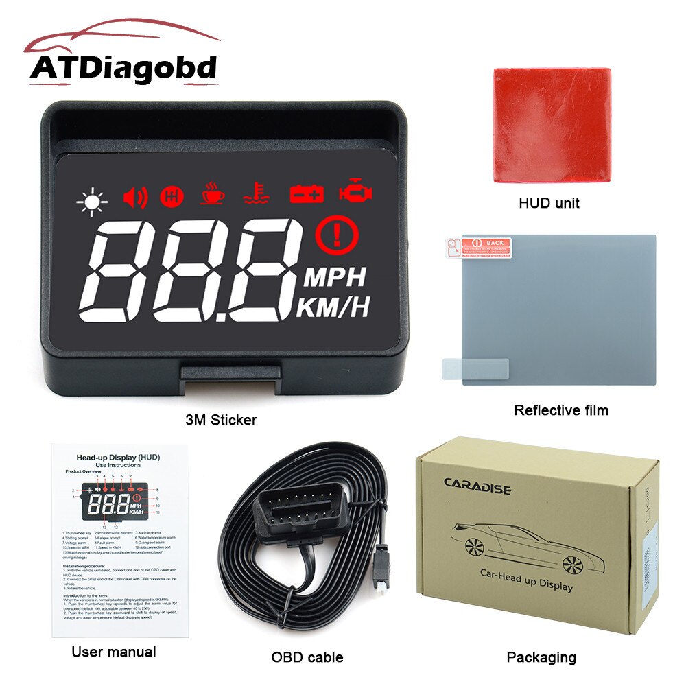 Auto Hud A100s Obd Hud Display Voorruit Projector Temperatuur Hud Display Auto Auto Elektronica Overspeed Waarschuwing Systeem