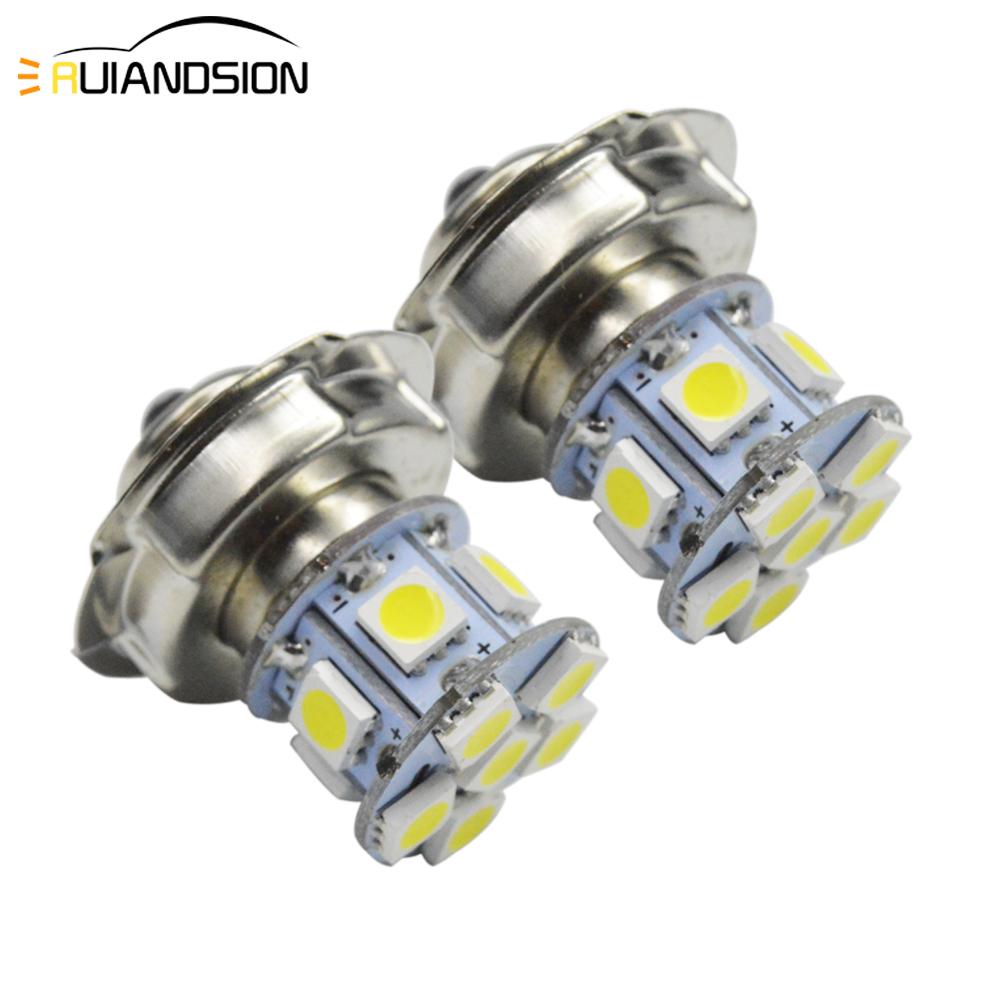 2x2W 6V 12V 360LM P26S LED 12 smd Led bombillas de faro de motocicleta 5050 Moto Luz de larga distancia Moto faro bicicleta scooter ATV Luz