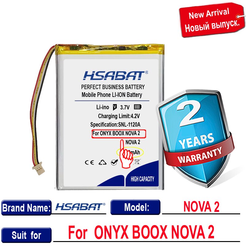 HSABAT Nova 2 3800mAh Batterie für Onyx Boox Nova 2 Nova2 Elektronische Leser Ersatz Akkumulator 3-draht Batterien