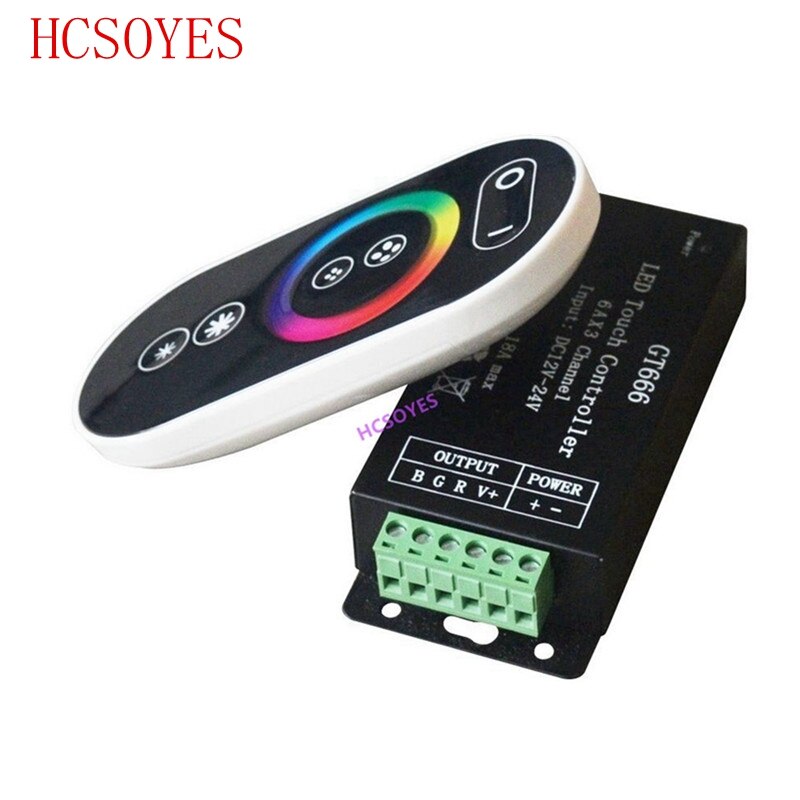 DC12-24V GT666 Rf Ir Draadloze Afstandsbediening Touch Rbg Led Controller 6Ax3channel Voor 5050/3528 Rgb Led Strip
