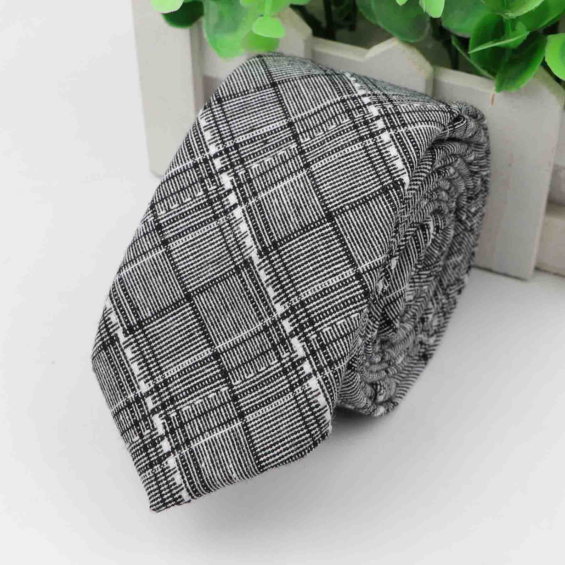 Cravate à carreaux pour hommes, cravate épaisse colorée, costume décontracté, nœuds papillon, coton Slim: 3