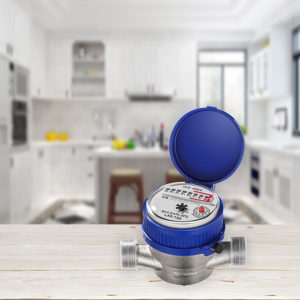 1/2" Digital Dial Garden Household Water Meter Plastic Cold Water Meter Single Water Flow Dry Table Liquid Measuring Tools