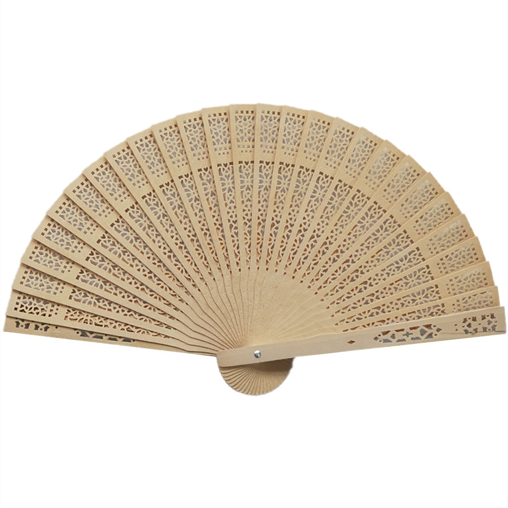 Vouwen Fans Sandelhout Hollow Dans Bruiloft Houten Hand Fans Schilderen Papier Vouwen Hand Held Bloem Fan Abanico