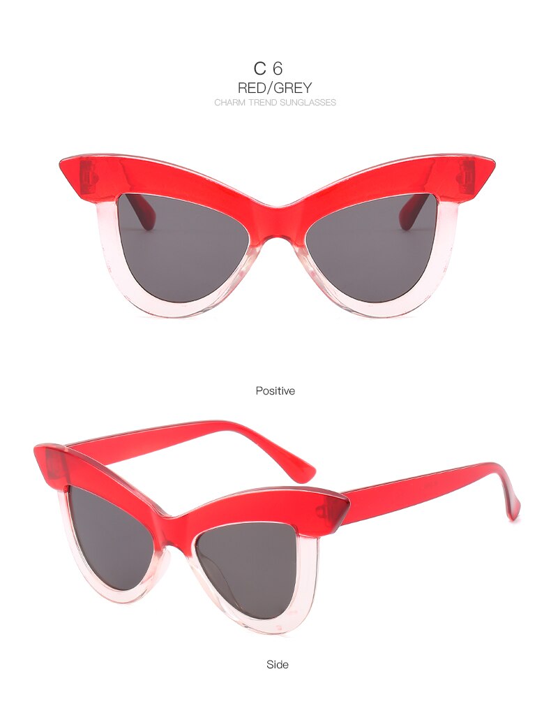 gafas de sol de personalidad cejas grandes ojos de gato senderismo gafas de sol coloridas tendencia de conducción gafas de sol de cruce: 12-BJ5190-C6