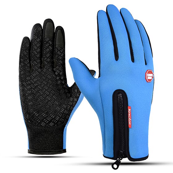 WEST BIKING Cycling Gloves Winter Warm Windproof Bike Gloves Touch Screen Anti-slip Full Finger Luva Ciclismo Bicycle Gloves: Lake Blue / M