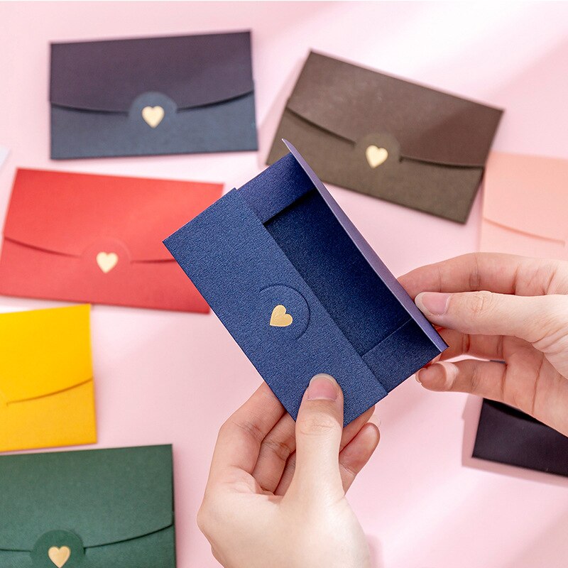 10 pieces/lot Small Greeting Card Name Card Envelope Stamping Love Pearlescent Paper Mini Envelopes Color small envelope