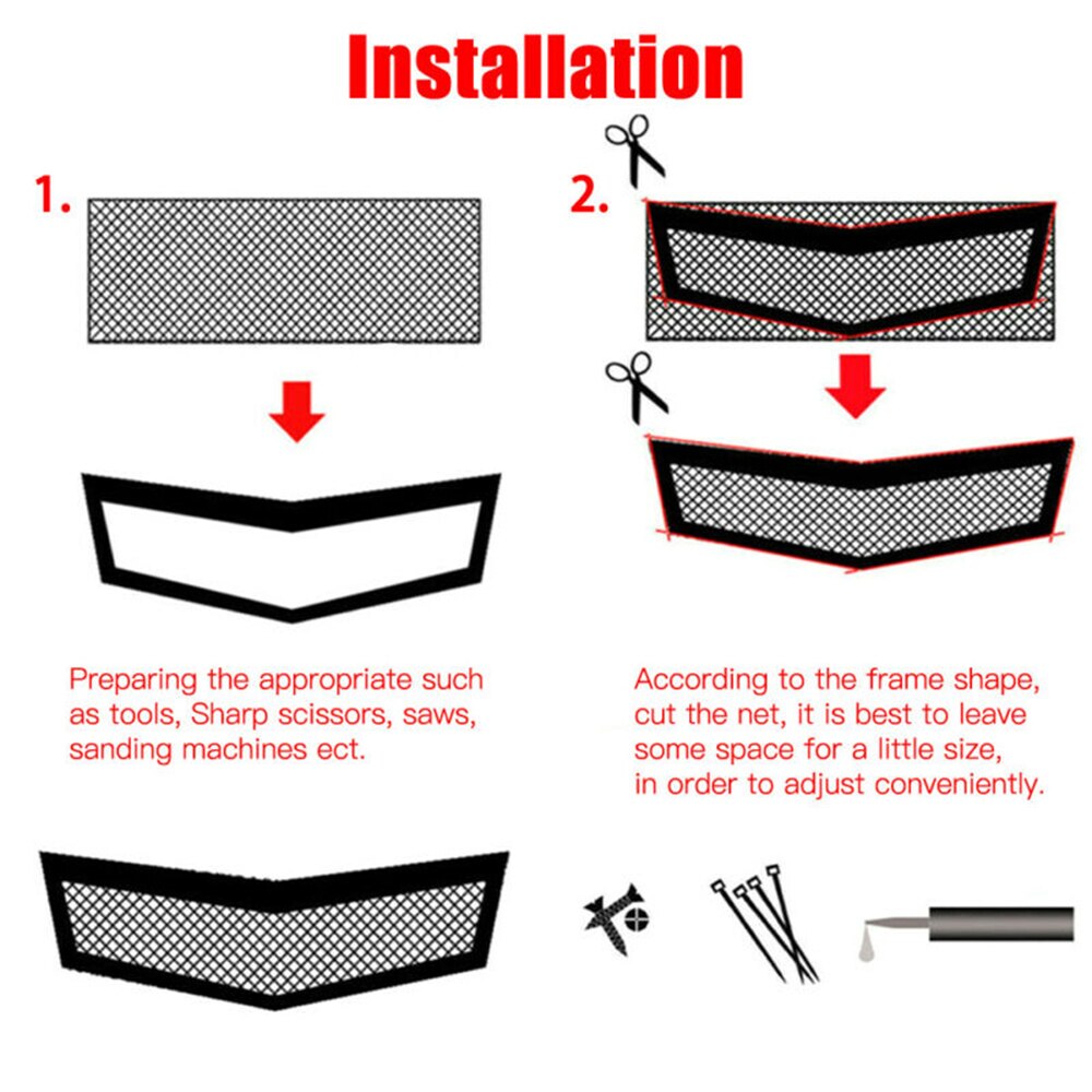 Cover Mesh Grill Bumper Fender Aluminum Vent Protector Universal Black Exterior Decor