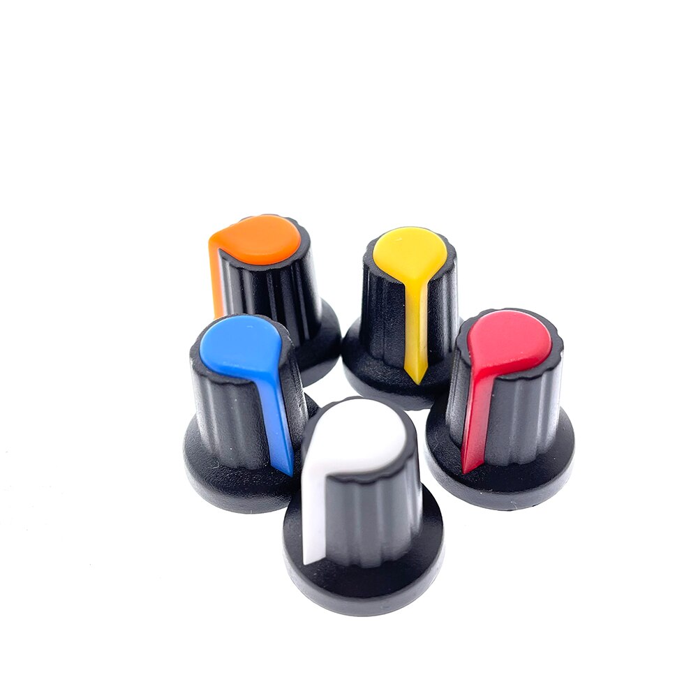 Capuchon de bouton de potentiomètre (noyau en cuivre) 15x17mm 6mm trou d'arbre AG2 jaune Orange bleu blanc rouge 5 valeur x 5 pièces = 25 pièces/lot WH148