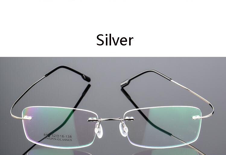 Titanium Legering Flexibele Frameloze Mannen Vrouwen Metalen Randloze Bijziendheid Frame Opvouwbare Glazen Been Optische Brillen: Silver