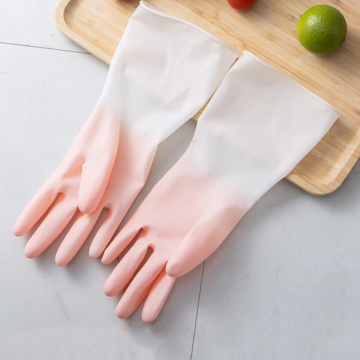 ORZ-guantes de látex para limpieza del hogar, manoplas largas rosas para lavar platos, guante de goma para el trabajo, suministros de cocina