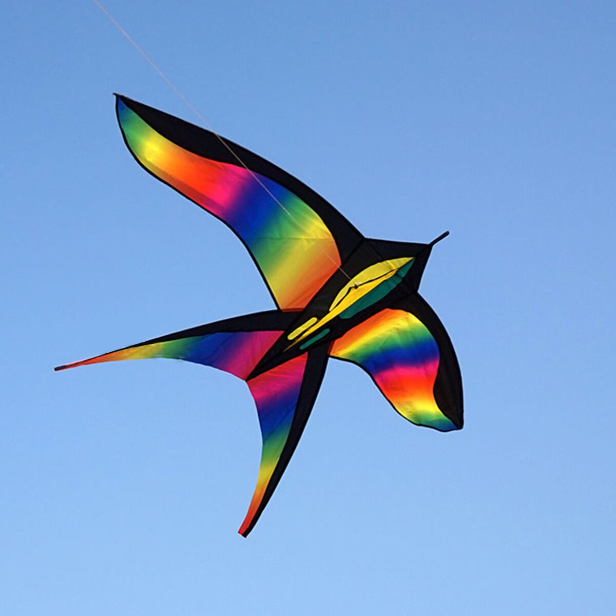 Kleurrijke zwaluw vliegende vlieger mooie regenboog vlieger kleur vogel vlieger buitenspeelgoed met handvat lijn voor kinderen kinderen