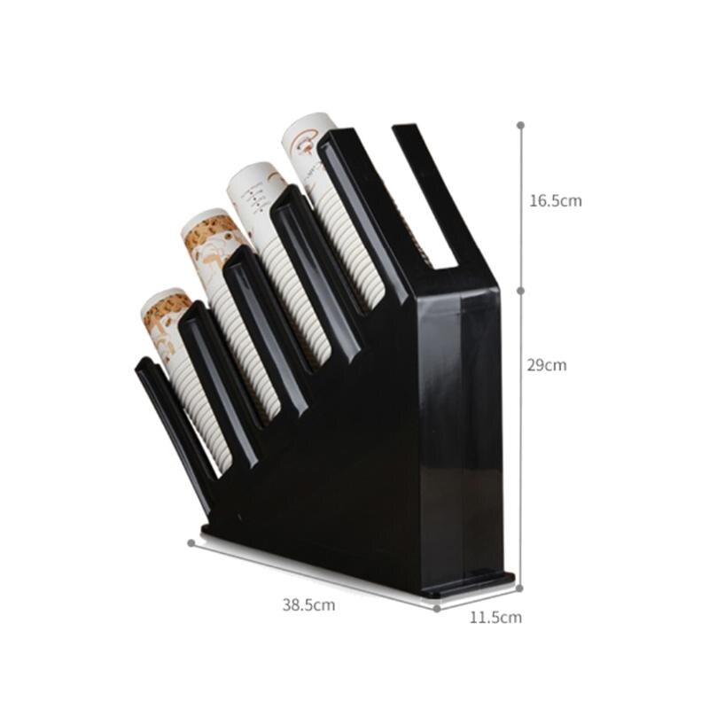 Black Paper Cup Rack Plastic Disposable Cup Dispenser 4 Compartment Storage Organizer Disposable Cup Separator With Cup Holder