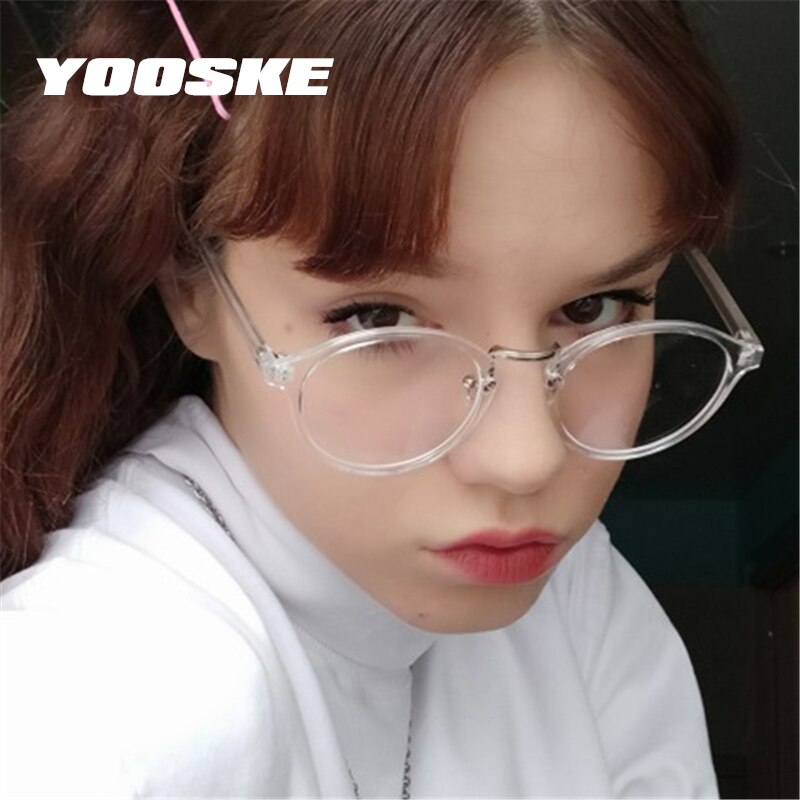 YOOSKE Transparent Round Glasses Clear Frame Women Spectacle Myopia glasses Men Eyeglasses Frame Nerd Optical Frames