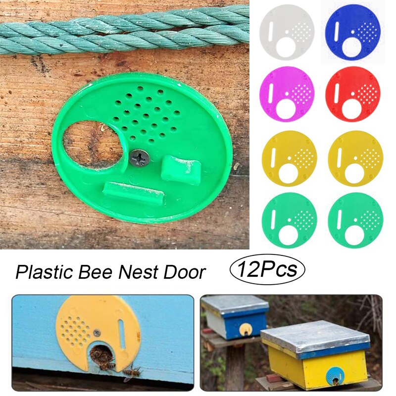 12pcs Bee Hive Box Entrance Gate Disc Plastic Bee Nest Door Honeycomb Entrance Gate Beekeeping Tool Equipment Nest Tools Supplie