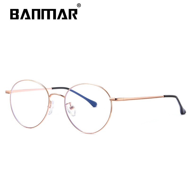 BANMAR Computer Round Frame Glasses Women Rays Radiation Gaming Eyewear Frames Metal Unisex Anti Blue Light Glasses Men Optical: ROSE GOLD