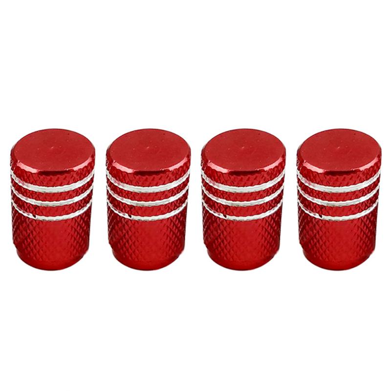 Tapas de válvula de aire para neumáticos de coche, tapa de válvula de neumático de bicicleta, estilismo de ruedas de coche, redondo, rojo, negro, azul, plata, dorado, 4 Uds.: Red