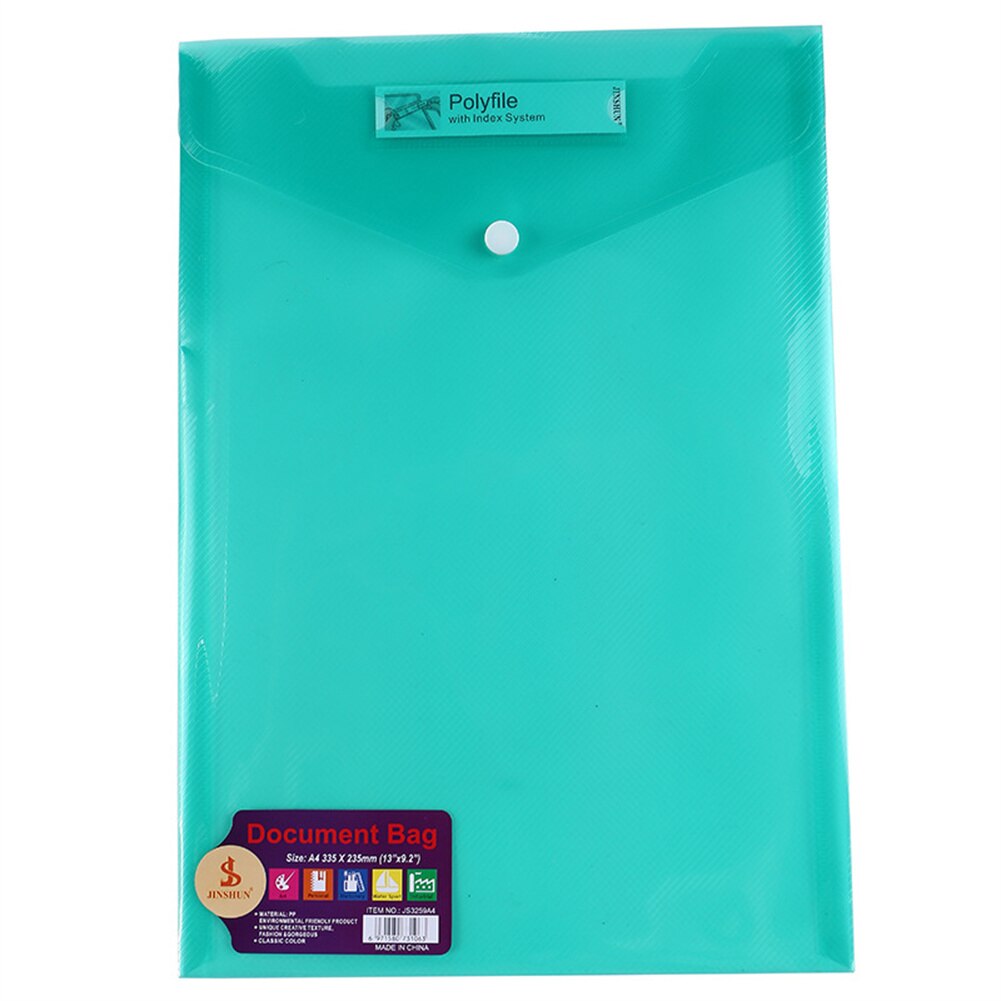 6 Pack Poly Envelopes File Folder With Label Pocket Clear A4 Transparent Document Organizer Snap Closure Expandable File Pouch: 6pcs-A4-1-Green